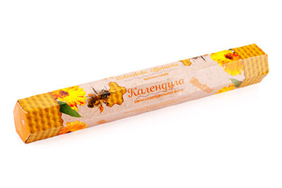 Свеча из вощины с Календулой Свеча из вощины с лепестками Календулы, катаная вручную! Время горения около 5 ч. Исполнение желаний